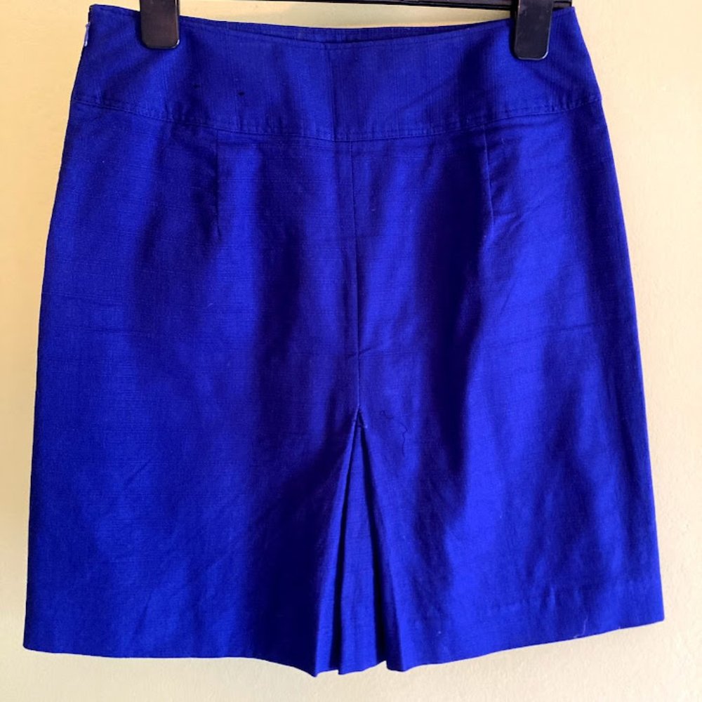 Royal Blue Midi Skirt w/ Pleats - Banana Republic